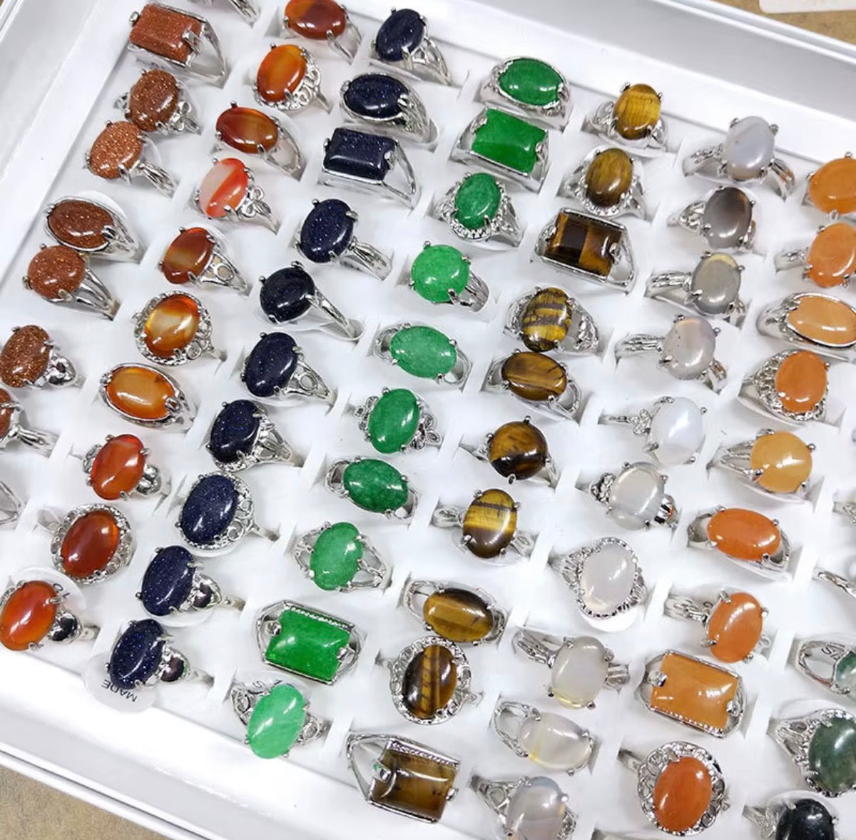 Natural Stone Variety Ring Tray 100pcs