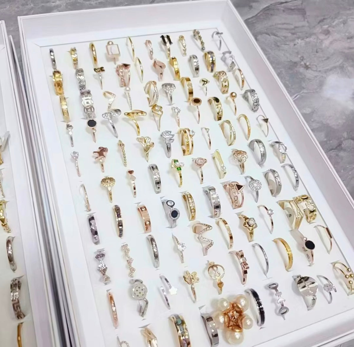 Stainless Steel Womens Variety Rings Tray 100pcs