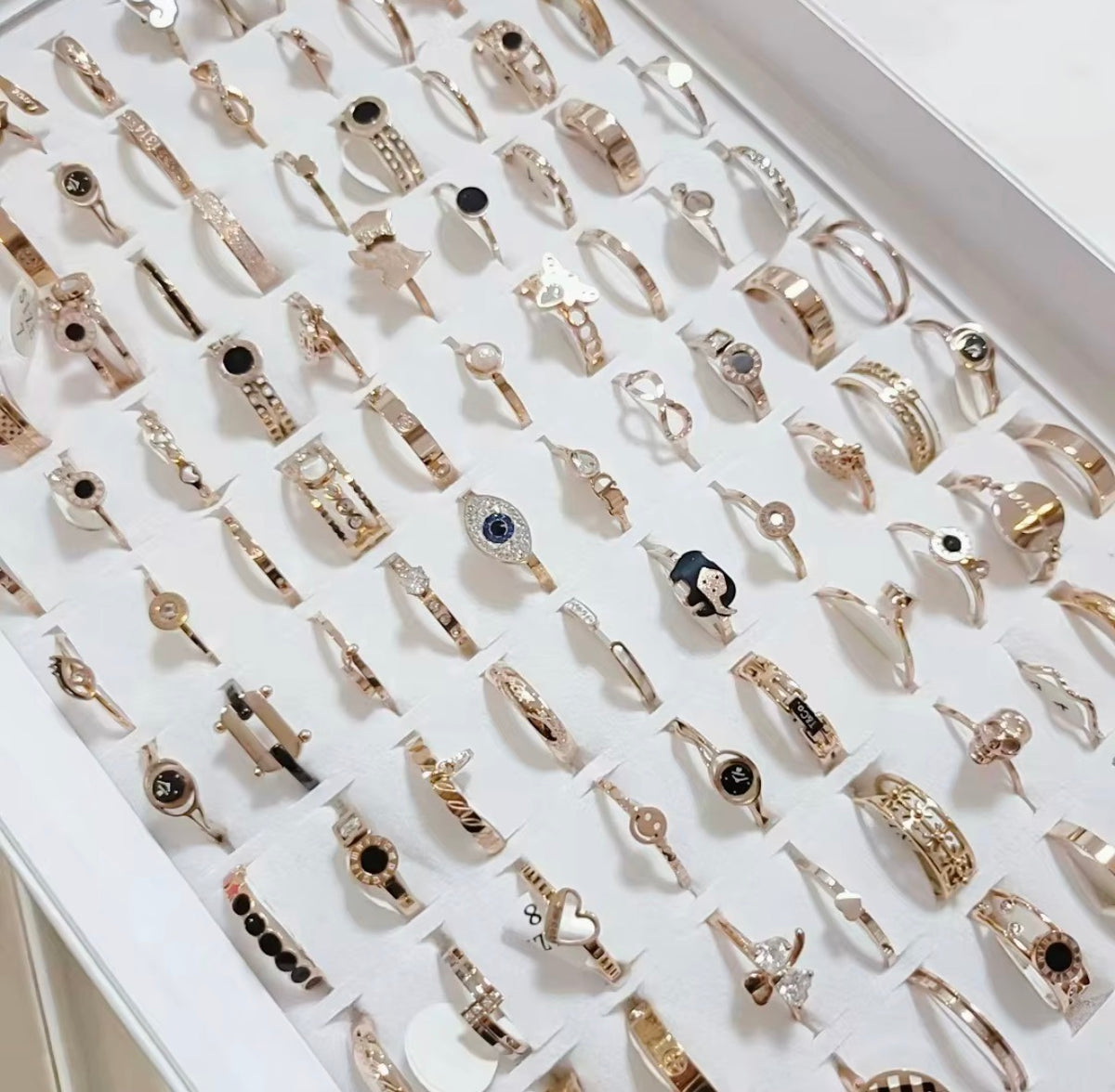Stainless Steel Womens Variety Rings Tray 100pcs