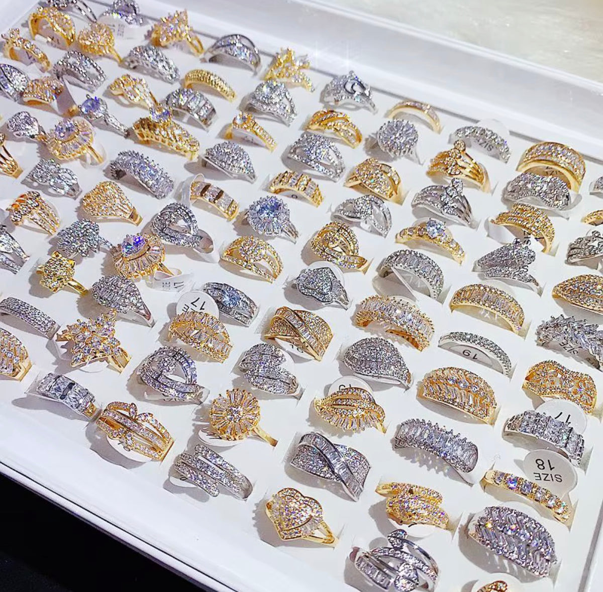 Womens Ring Tray Gold and Silver Plated 100pcs