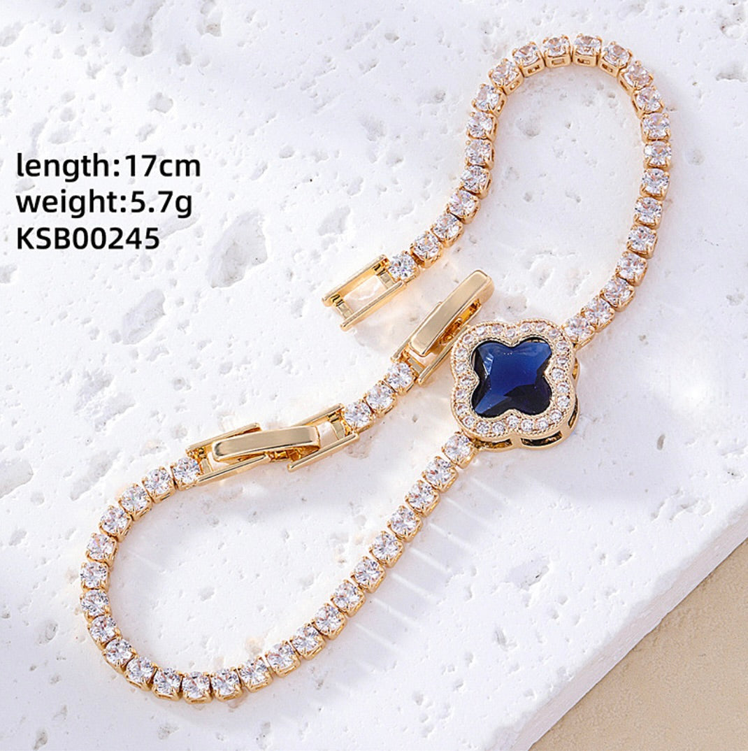 Clover Tennis Bracelet Gold Silver Plated