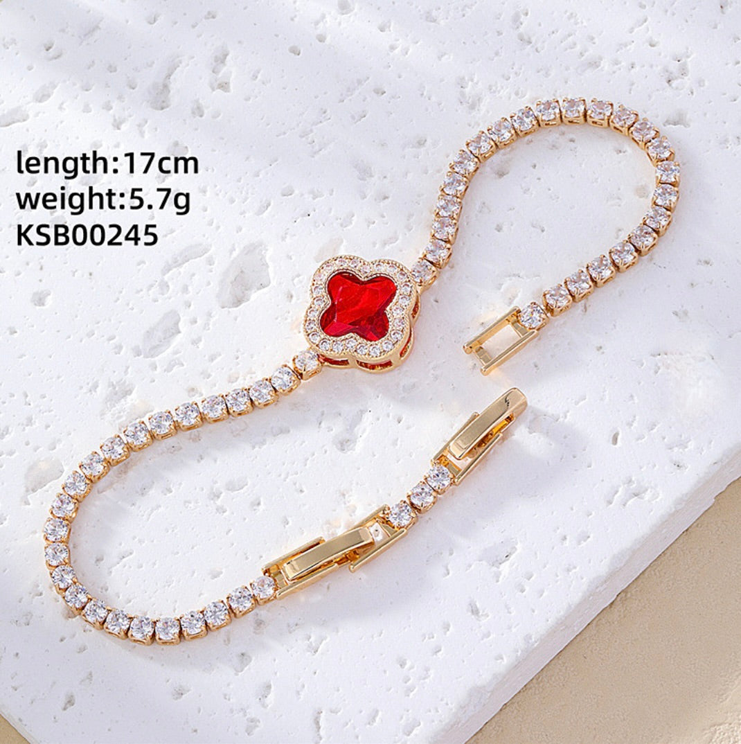 Clover Tennis Bracelet Gold Silver Plated