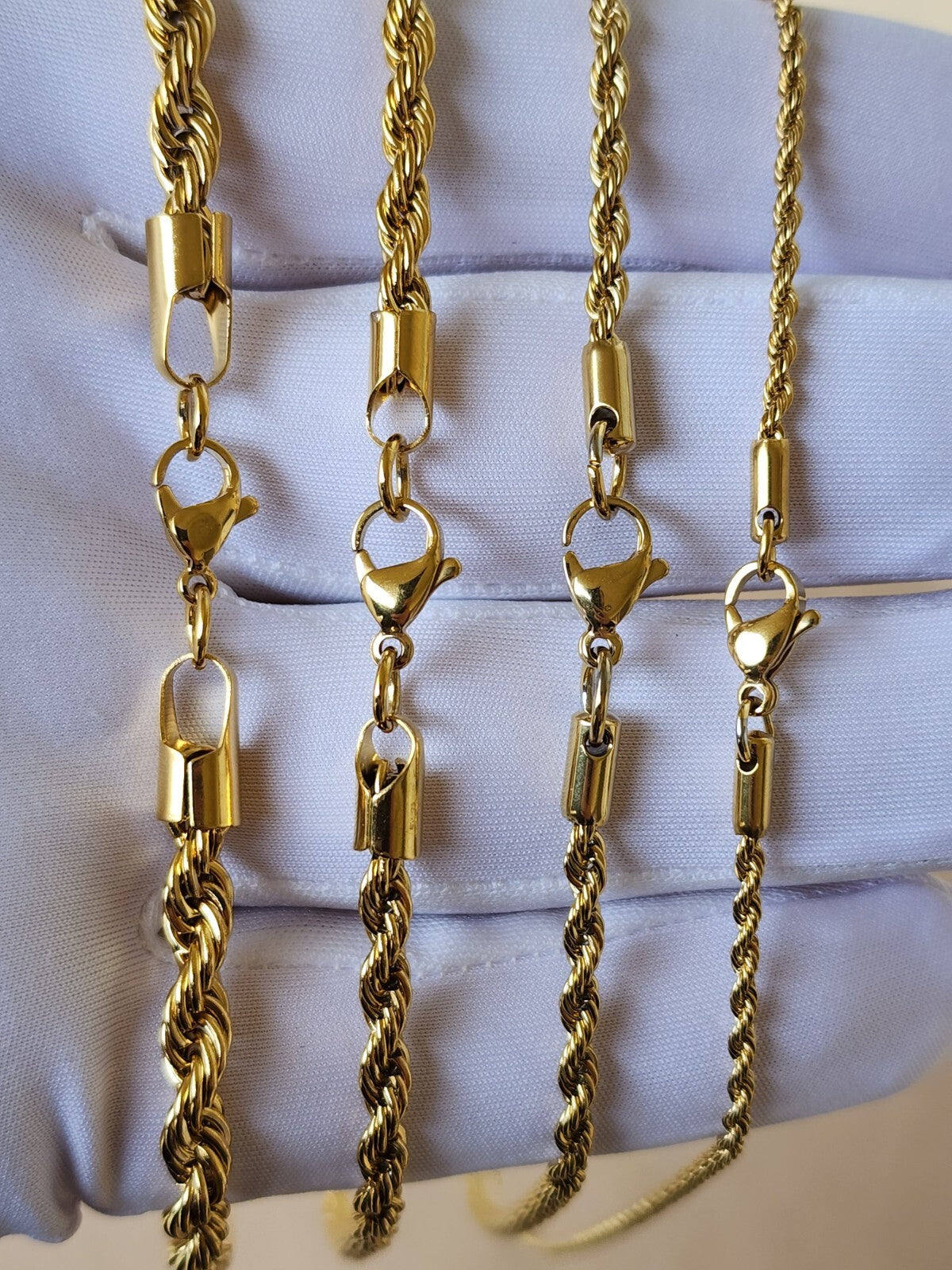 Stainless Steel Gold Plated Rope Chain Necklace 3/4/5mm  20-30" Mens Women's