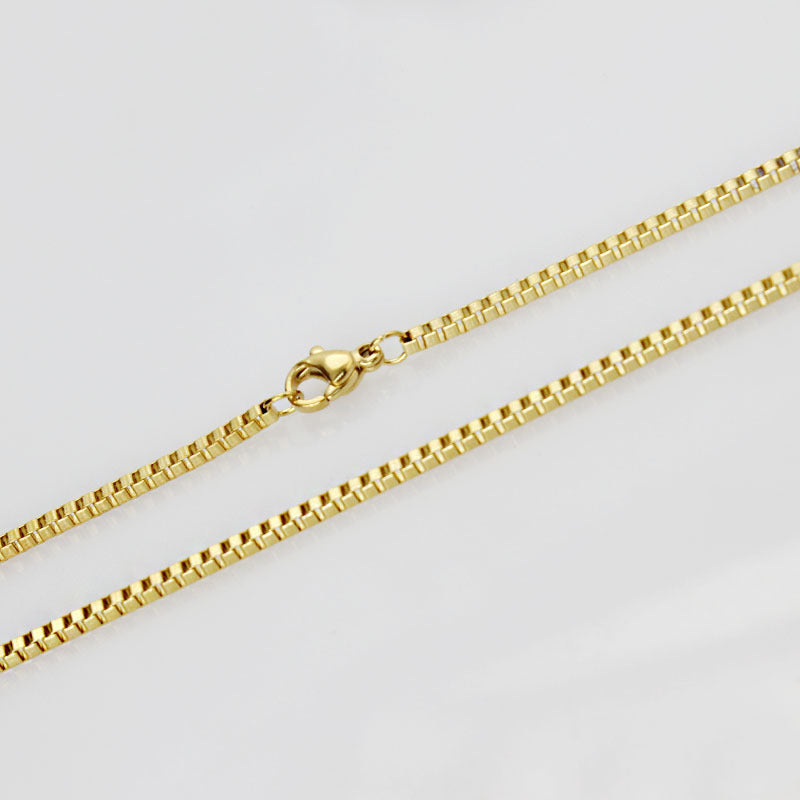 Stainless Steel 18k Gold Plated Square Box Chain 1.5-3mm Necklace 18-24"