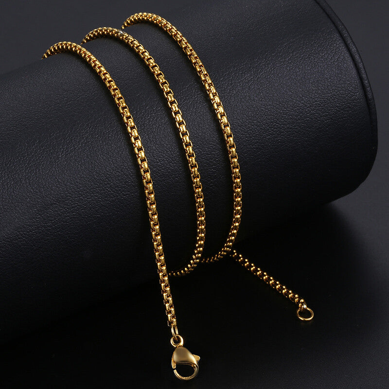 Stainless Steel 18K Gold Plated Box Chain Necklace 18-24 inches, 2, 3, 4mm